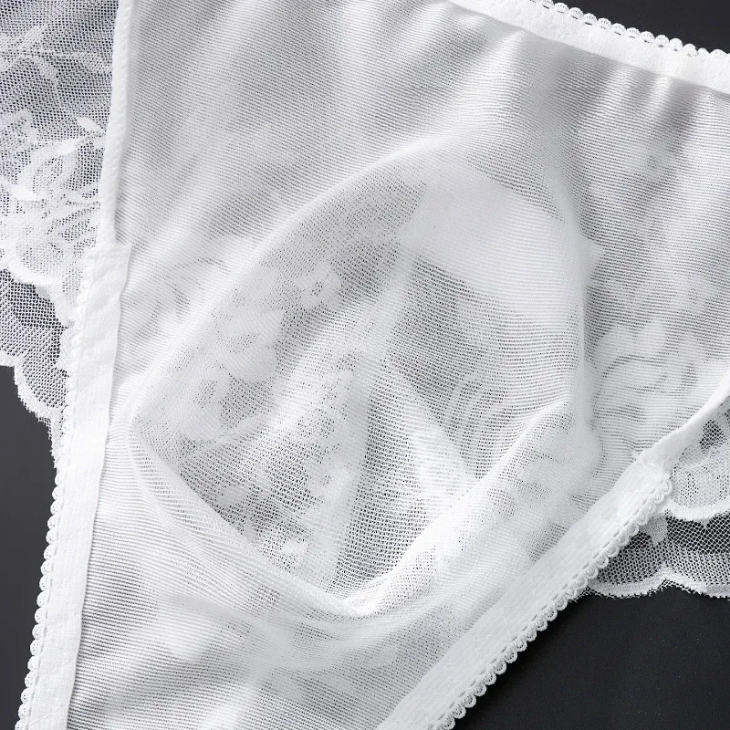Men Briefs Ultra-Thin Lace Underwear Sheer Lmesh High Elastic Semi-Transparent Breathable Low-Rise Panties Sissy Lingerie — image 3