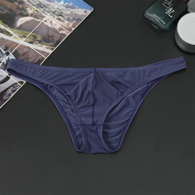 Mens Sexy Low-Waist Briefs Shorts See Through Pouch Underwear Ice Silk Underpant Bikinis Ultra Thin Panties Solid Comf Lingerie — image 12