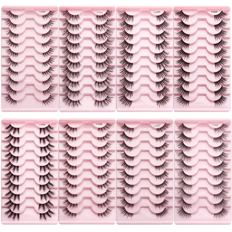 Half Eye Lashes Cat Eye Lashes 3/5/10 Pairs False Eyelashes Fluffy Soft Natural Look Clear Band 3D Mink Lashes Extension Makeup