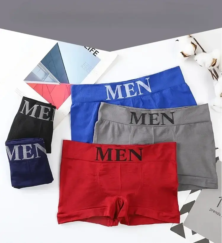 3 Pcs/Lot Panti ng Panlalaking Panloob na Kasuotang Panloob Boxers Breathable Man Boxer Solid na Pantalon Kumportableng Panlalaking Brand na Shorts Itim na Asul na Panloob
