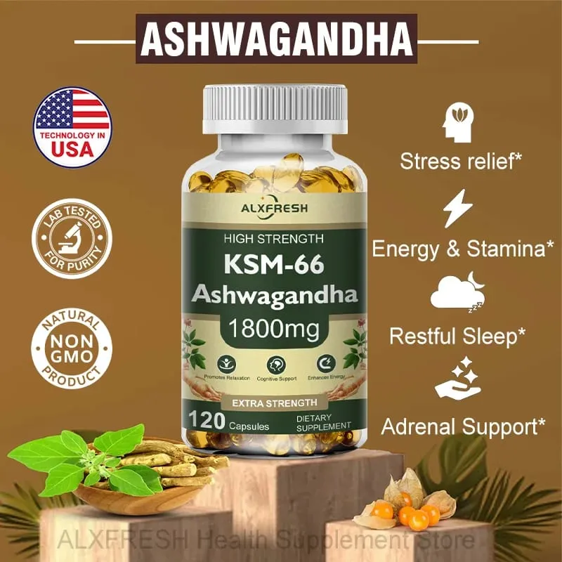 Ashwagandha Capsules for Stress Relief Focus Brain Energy Support Sleep Health Supplement — image 2