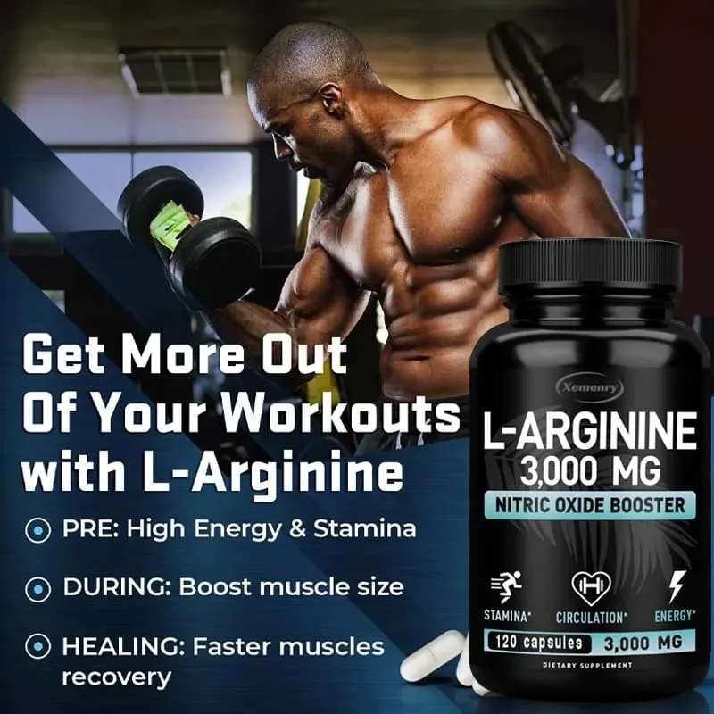 Κάψουλες L-Arginine 3000mg - Ενισχυτικά μονοξειδίου του αζώτου - Βελτίωση της απόδοσης της ενεργειακής αντοχής Δόμηση μυϊκής μάζας — image 6