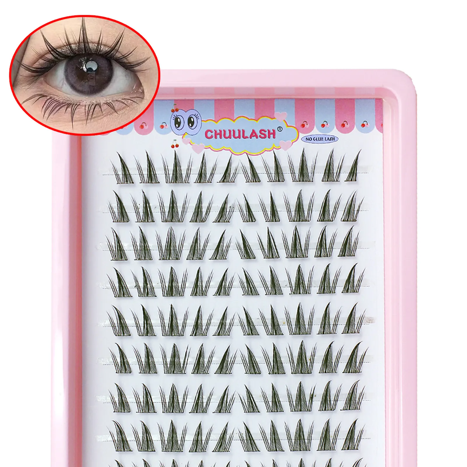 10 σειρές Cat Eye Single Cluster Fake Βλεφαρίδες Φυσικό μακιγιάζ Cosplay Ψεύτικες βλεφαρίδες Αυτοκόλλητο Φυσικό Wispy Lash Extension — image 7