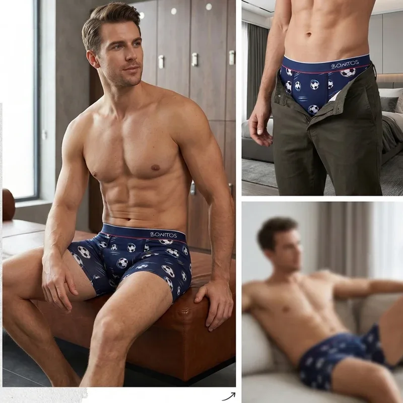 6 Pieces Solid Color Men's Panties BONITOS Letter Waistband Boxer Briefs Cotton Underwear Mens Boxers Classic Men Underpants — image 5