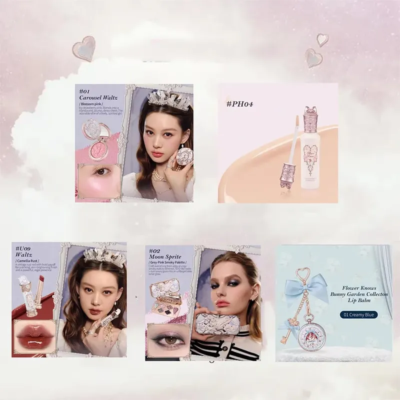 Flower Knows Makeup Kit Πλήρες επαγγελματικό σετ δώρου μακιγιάζ Mermaid Angel Highlight Swan Lipstick 5 τεμαχίων