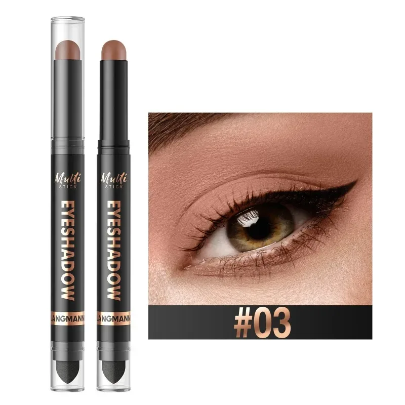 16 Χρώματα Double Head Eyeshadow Stick Pearlescent Shimmer Brown Υψηλή αδιάβροχη κρέμα ματιών μολύβι ματιών μακράς διαρκείας μακιγιάζ
