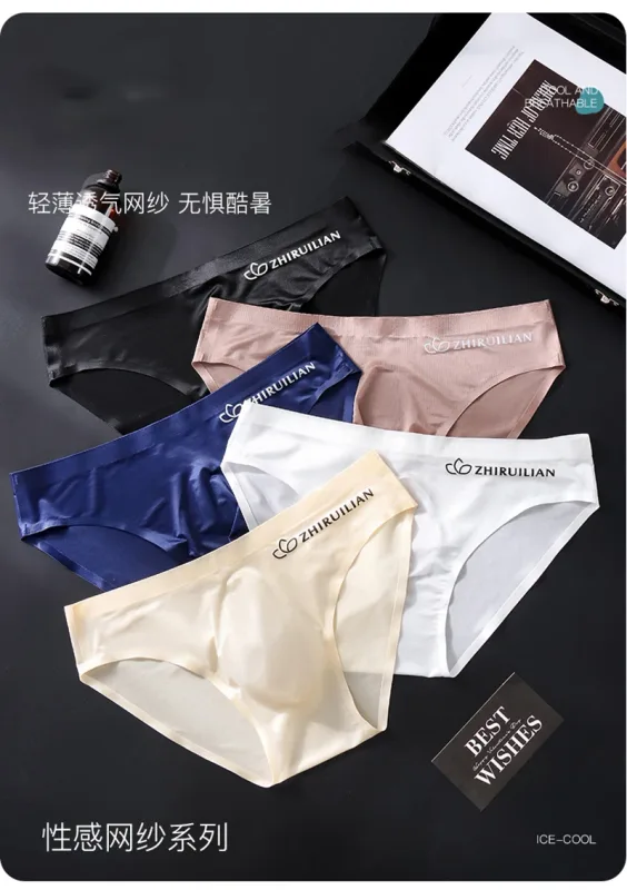 Men Ice Silk Briefs Ultra-thin Seamless Sexy Panties Male Quick Drying 3D Pouch Breathable Underwear Youth Underpants Slip Homme — image 8