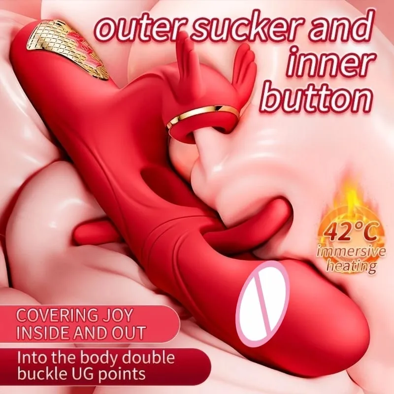 רטט דילדו 4in1 דחף לנשים חימום G Spot Clitoris Stimulator מציצת מכשיר לעיסוי נרתיק צעצועי מין אוננות לנשים — image 8