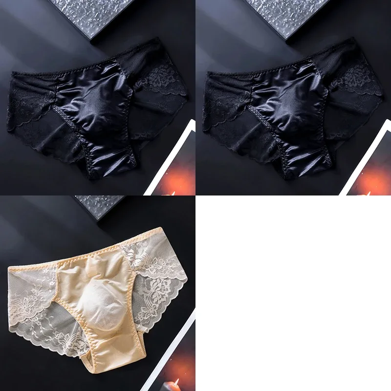 3PCS Men Sexy Lace Triangle Briefs Sexy Low Waist Seamless Panties Male Thin Breathable Comfortable Transparent Underwear — image 15