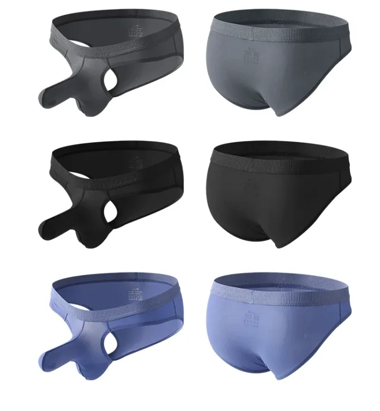 Calzoncillos de seda de hielo para hombre, ropa interior ultrafina, transparente, sin costuras, de secado rápido, transpirables, para verano
