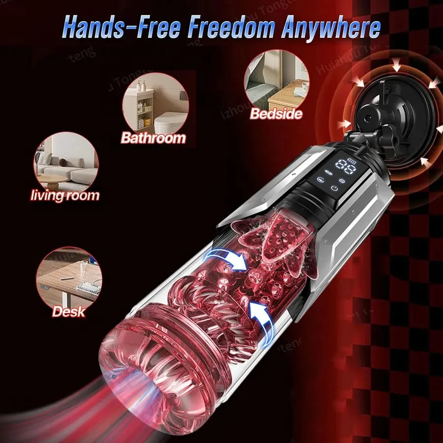 APP LED Automatic Mane Masturbator Cup 7 Summing Περιστρεφόμενο Licking Thatting Modes Pocket Pussy Stroker Blowjob Sex Toys for Men