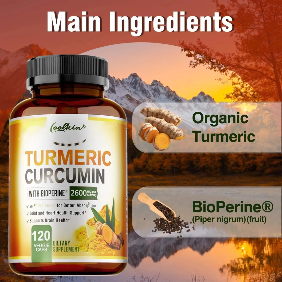Turmeric Curcumin Capsules - with Black Pepper - Helps Joint Antioxidant & Immune System Anti-Inflammatory — image 3