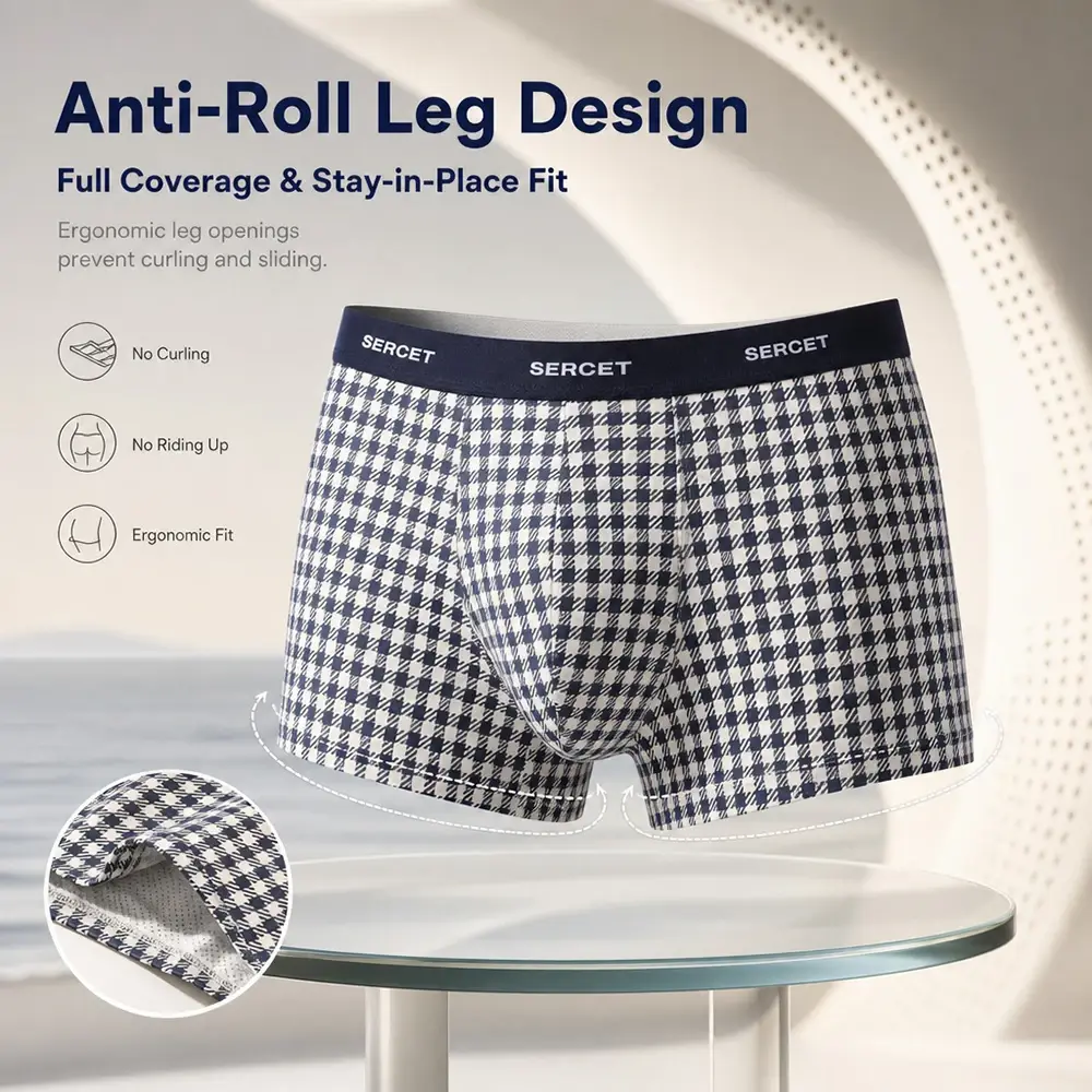 1/3PCS 95% Cotton Soft Boxers Striped/Dot/Plaid Knit Man Underwear Autumn Breathable Antibacterial 3D Mesh Crotch Men's Panties — image 2