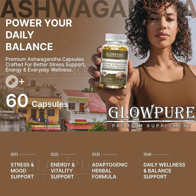 Ashwagandha Root Extract Capsules for Stress Mood Sleep Energy and Focus Premium Formula Supplement — image 1