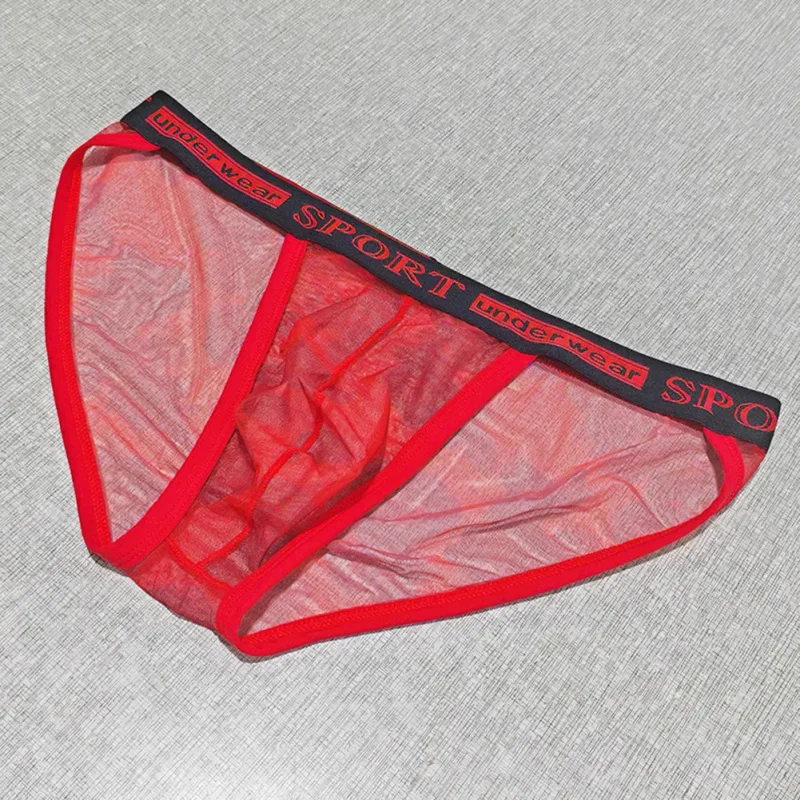 1pc Men Rose Printed Briefs High Fork Perspective Underwear Sexy Mesh Sheer Panties Breathable Comfortable Underpants — image 3