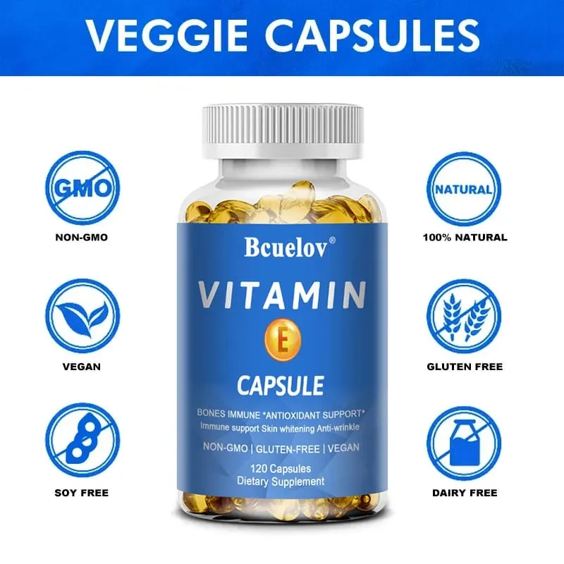 Bcuelov Vitamin E Softgels Antioxidant Supplements Easily Absorbed - Supports Skin Heart & Immune Health Capsules Non-GMO — image 6