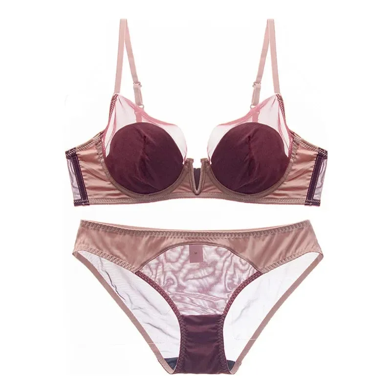 French Mesh Sexy Smooth Underwear Push-up Thin Cup Bra Soft Underwire Bra — image 6