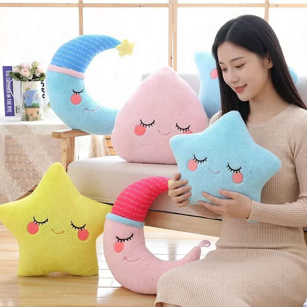 Fantastic Star Cloud Moon Rainbow Plush Pillow Stuffed Sky Natural Cushion Yellow Pink Blue Shy Emotion Plushie Decoration Gift — image 2
