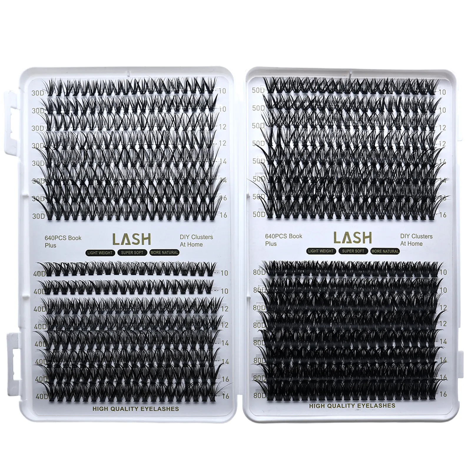 Βιβλίο DIY Lash Cluster 640Pcs 30D‑80D Mixed Density D Curl 10‑16mm Μικτού μήκους Individual Eyelash Cluster Home Εργαλείο μακιγιάζ ματιών — image 6