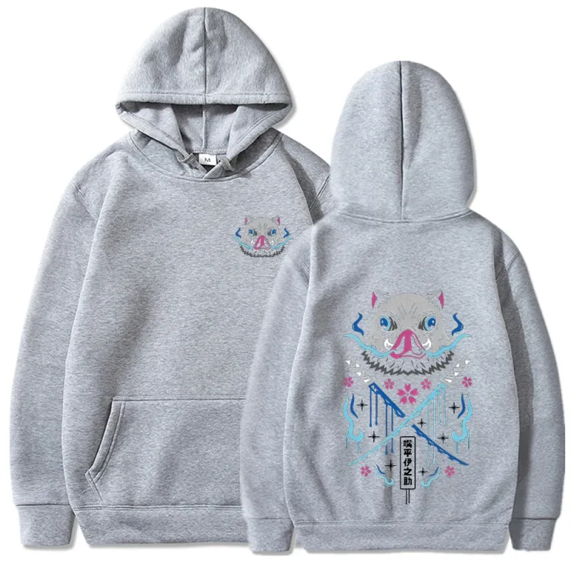 Felpe con cappuccio Anime Inosuke Uomo Donna Kimetsu no Yaiba Felpe Manga Kawaii Harajuku gotico Pullover con cappuccio Casual Streetwear — image 11