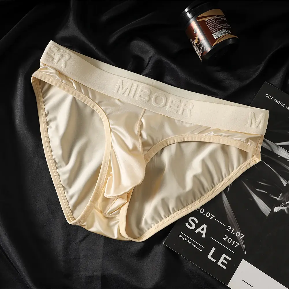 Low Waist Mens Briefs Underwear with Ice Silk Satin-like Fabric Bulge Pouch Smooth Stretch Breathable Underpants — image 3