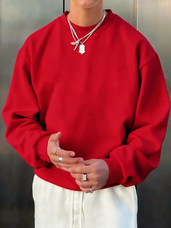 Pánský fleece podzimní top Street univerzální svetry Pohodlné základy Mikiny Sport Neformální Sportovní oblečení Denní měkké oblečení — image 14