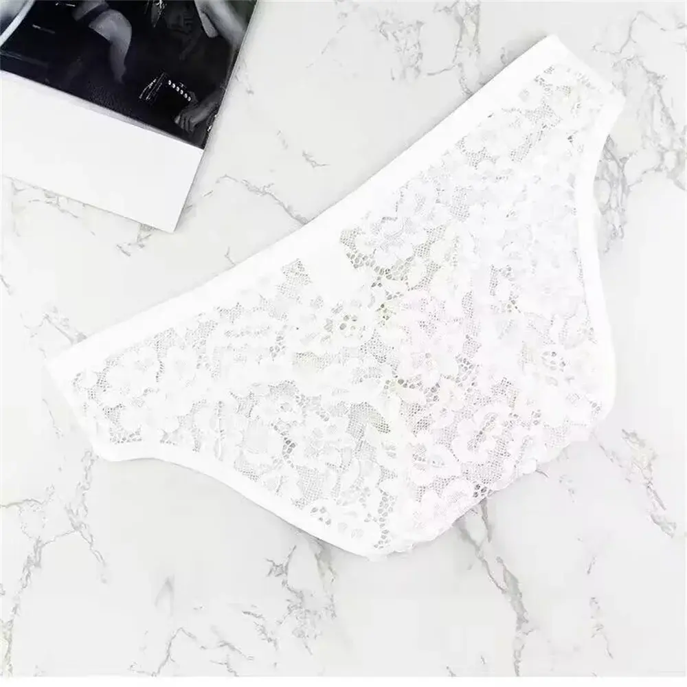 Men's Hollow Out Lace Briefs Shorts Transparent Mesh Underwear Plus Size Underpants Ultra-thin Breathable Jacquard Panties — image 8