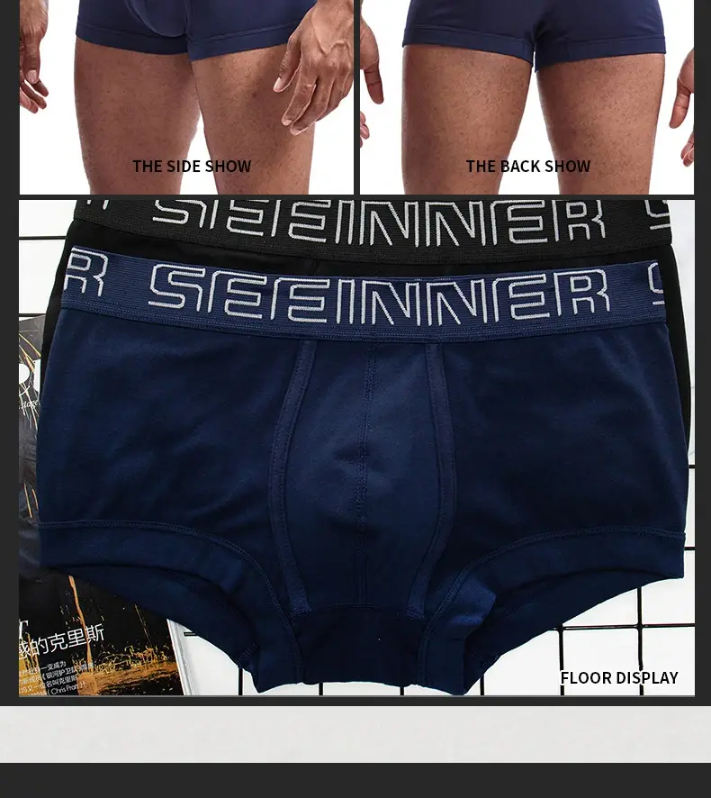 Seeinner Mens 복서 반바지 코튼 U 볼록한 주머니 속옷 부드럽고 편안한 속옷 Cueca Masculina M-XXL 블랙 화이트 그레이 — image 2