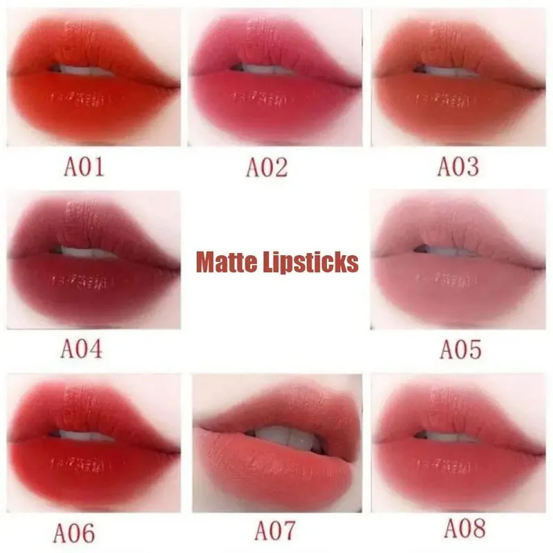 8 Colors Lipstick Waterproof Sweatproof Long-lasting Makeup Glitter Matte Velvet Nude Lipstick Women Cosmetics Makeup Lip Beauty