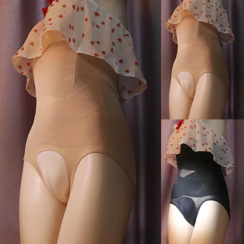 Men\'s Crossdress High Waist Panties, Transgender Hiding Gaff Panties, Shaping Briefs Black/Skin color, M XL Sizes — image 7