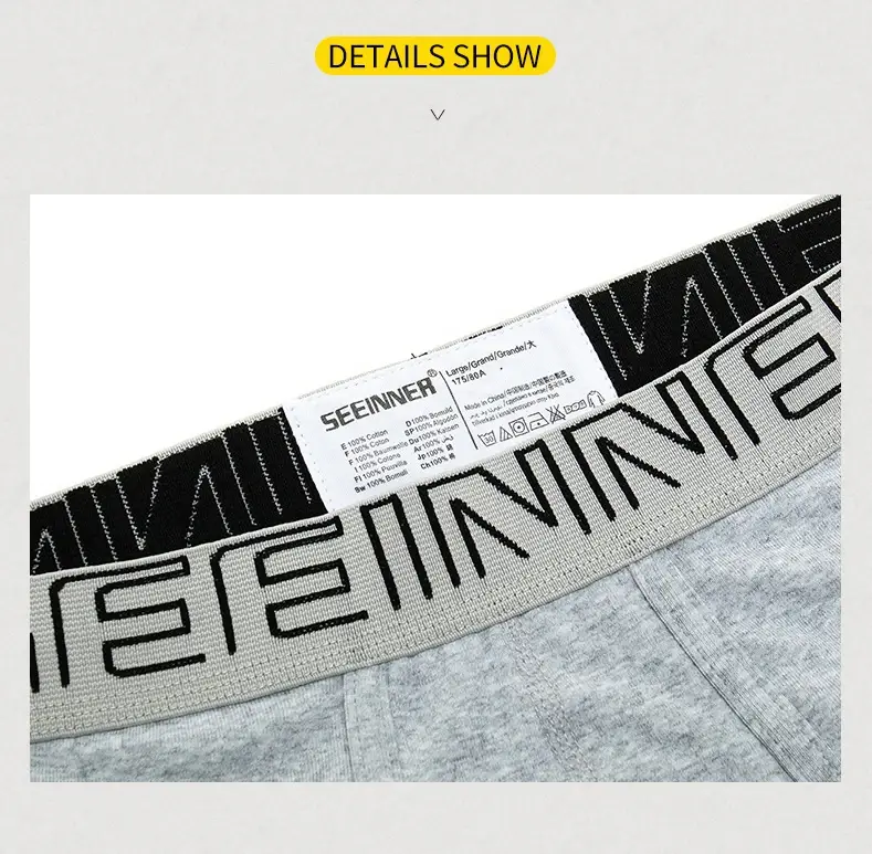 Seeinner Mens 복서 반바지 코튼 U 볼록한 주머니 속옷 부드럽고 편안한 속옷 Cueca Masculina M-XXL 블랙 화이트 그레이 — image 11