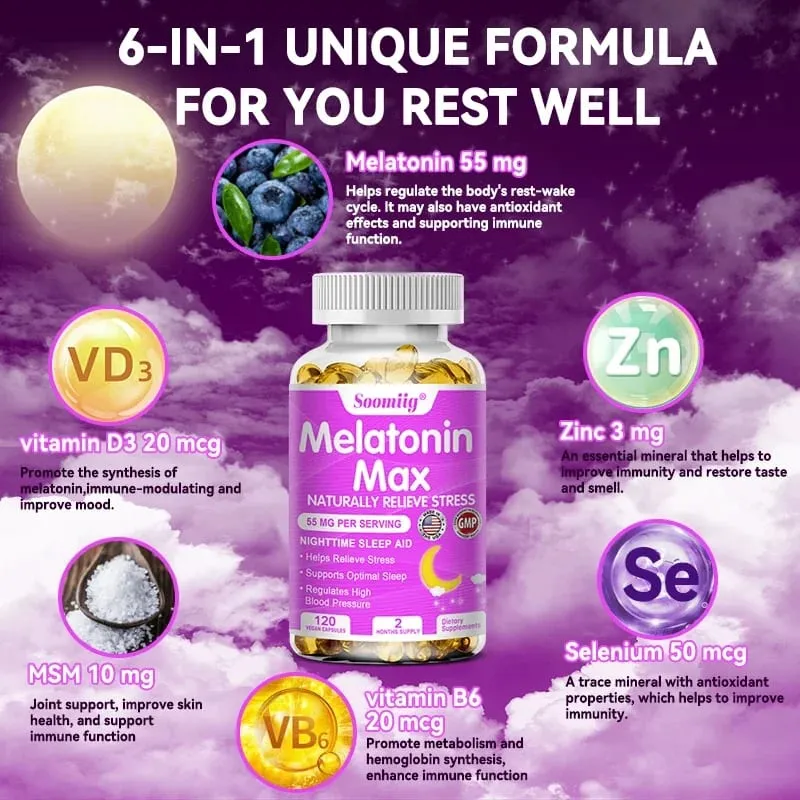 Melatonin - Dietary Supplement To Improve Nighttime Sleep Quality and Improve Insomnia Reduce Waking Time Boost Immunity — image 6