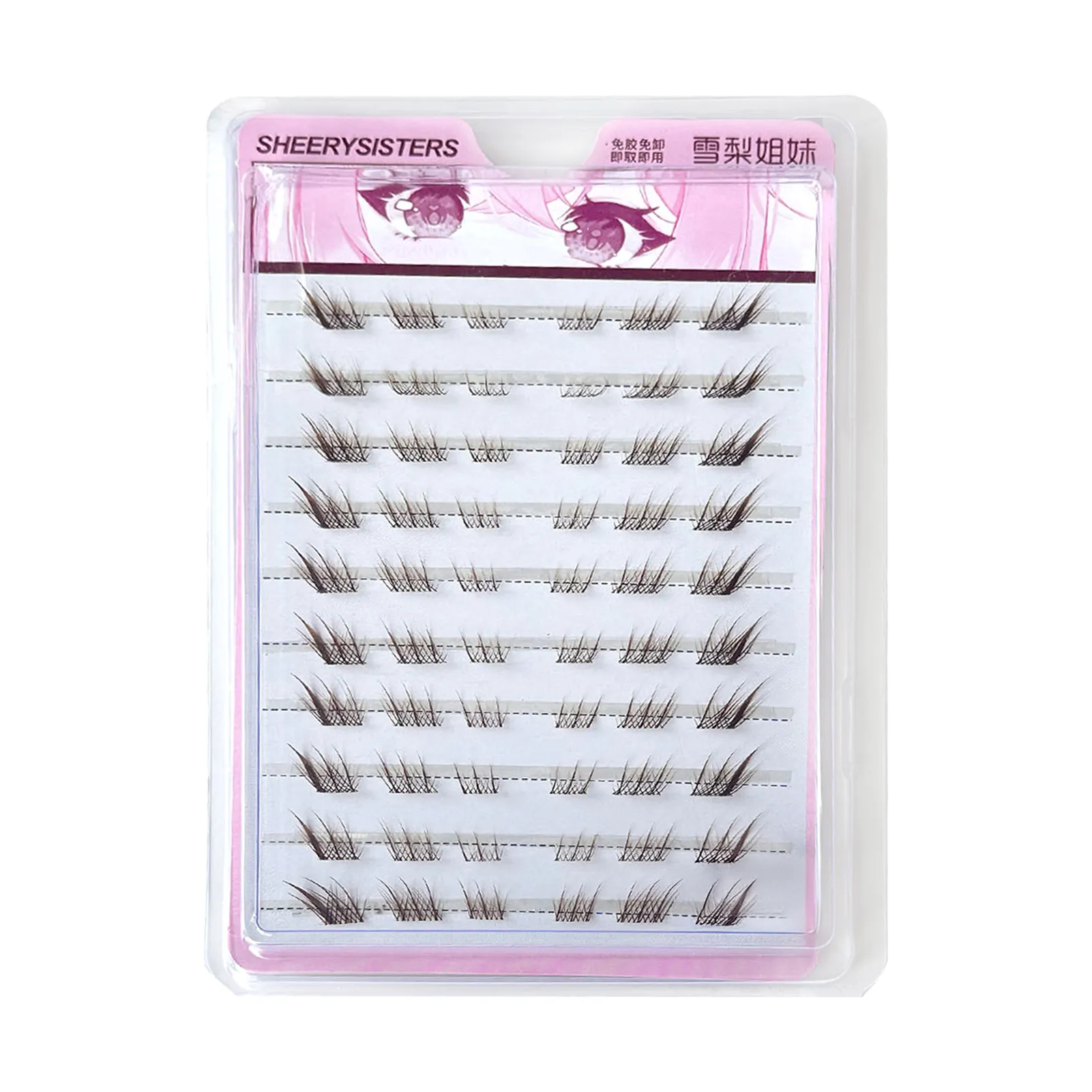 10 rows Foxes Style Anime False Eyelashes Natural Curling 8-13mm Spiky Cluster Segmented eye extensions for Beauty Eye Makeup