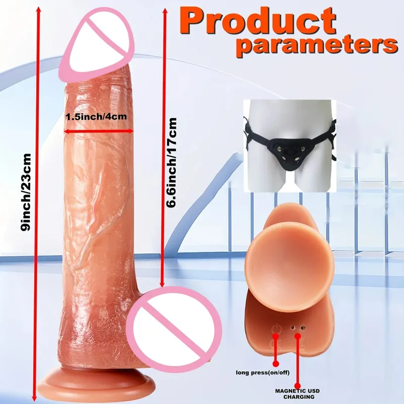 Realistic Vibrator Dildo Telescopic Female Vaginal Penetration Masturbator Anal Plug Penis Heated Vibrating Sex Toys For Women