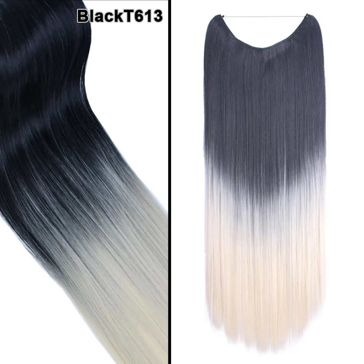 Jeedou Wavy Hair Extension Elasticity Invisible Wire Fish Line One Piece No Clips Synthetic Hairpieces Ombre Color For Ladies