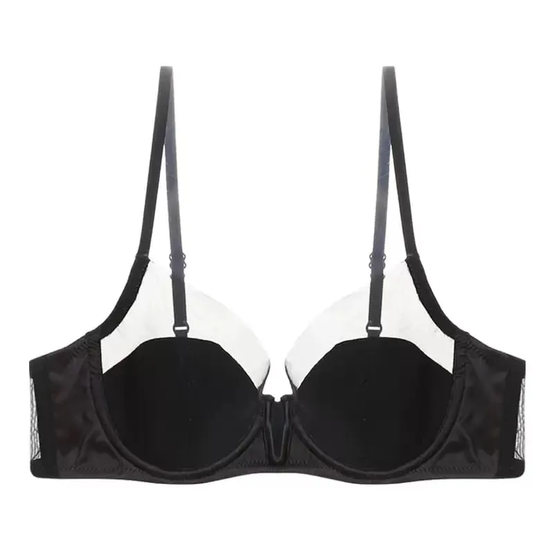 French Mesh Sexy Smooth Underwear Push-up Thin Cup Bra Soft Underwire Bra