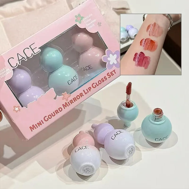 Mini Gourd Design Lip Glaze 3 Χρωμάτων Σετ Μακιγιάζ Διαρκείας Ενυδατικό Water Glass Lipgloss Tint Hydrating Lip Stain Cosmetic — image 6