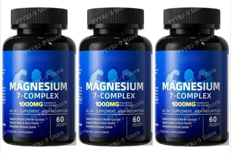 Magnesium 7 Complex Supplement with Glycinate Citrate Malate Chelate Zinc Vitamin D3 B6 for Sleep Muscle Relief 60 Capsules