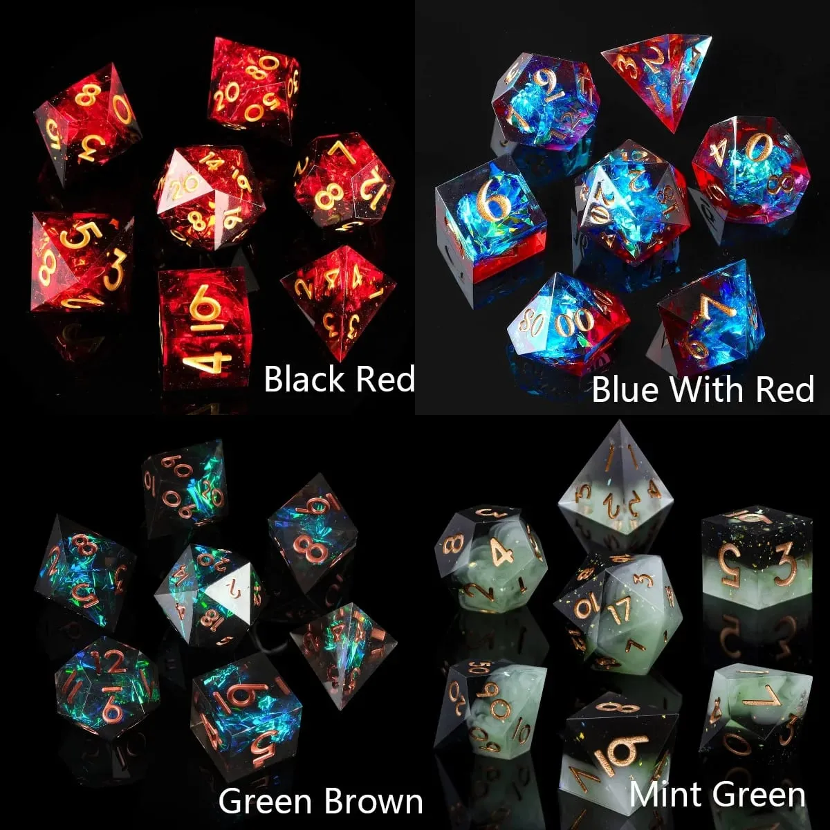 Resin Sharp Edge DND Dice Set for Dungeons and Dragons Role Playing and Tabletop Game