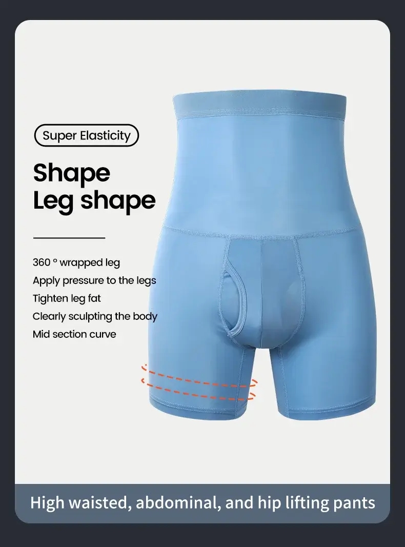 3PCS Men's sports underwear: high-waisted, belt-cinching, lengthened, anti-leg chafing, waist-protecting, flat-angle shorts — image 5