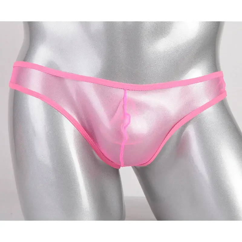 Men's Large Size Low Waist Mesh Briefs, Ultrathin Transparent Underwear, with U Convex Bag, Various Colors Available — image 7