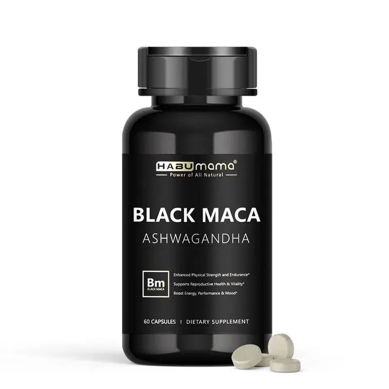 Organic Black Maca -60 Tablets 100% Pure Non-GMO Υποστηρίζει την αναπαραγωγική υγεία Φυσικό Energizer Stamina Enhancer Performance