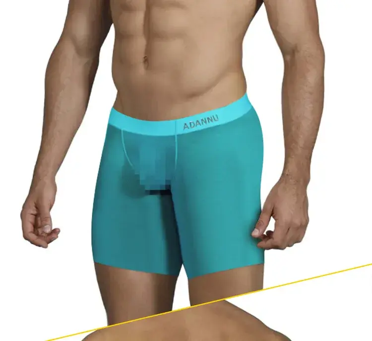 Biancheria intima da uomo ultrasottile da 0,01 mm Boxer lunghi Pantaloncini di raffreddamento in seta di ghiaccio trasparente Mutande fitness da palestra Slip a rete senza cuciture — image 2