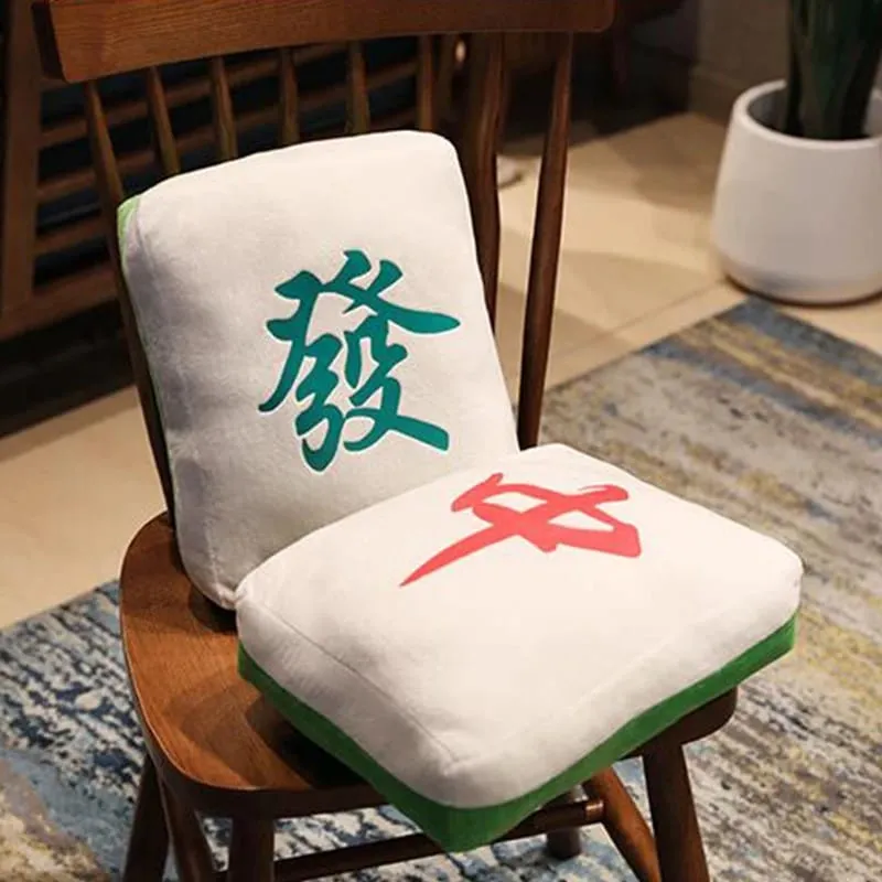New 1pc Creative Mahjong Pillow Cushion Chinese Plush Toy Car Chair Backrest Mahjong Dice Funny Nap Pillow Sofa Home Decor Gift — image 10