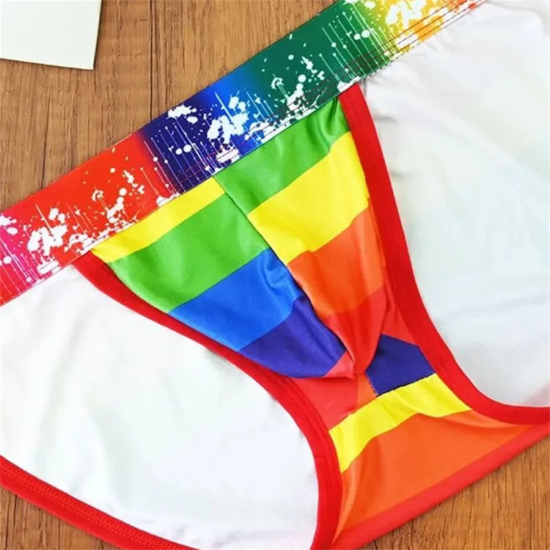 New Man U Convex Pouch Underwear Sexy Rainbow Stripes Briefs Male Swimwear Europe Size S/M/L/XL — image 4