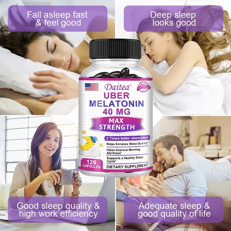 קפסולות Daitea Super Melatonin-40mg מכילות ויטמין C עוזרות לך להירדם מהר יותר להקל על נדודי שינה ולשפר את איכות השינה