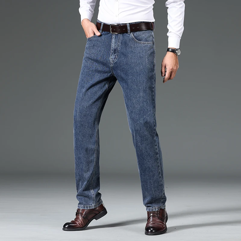 100% Cotton Business Jeans Men's New Straight Fashion Vintage Trousers Comfortable Male Brand Slim Denim Pants — image 5