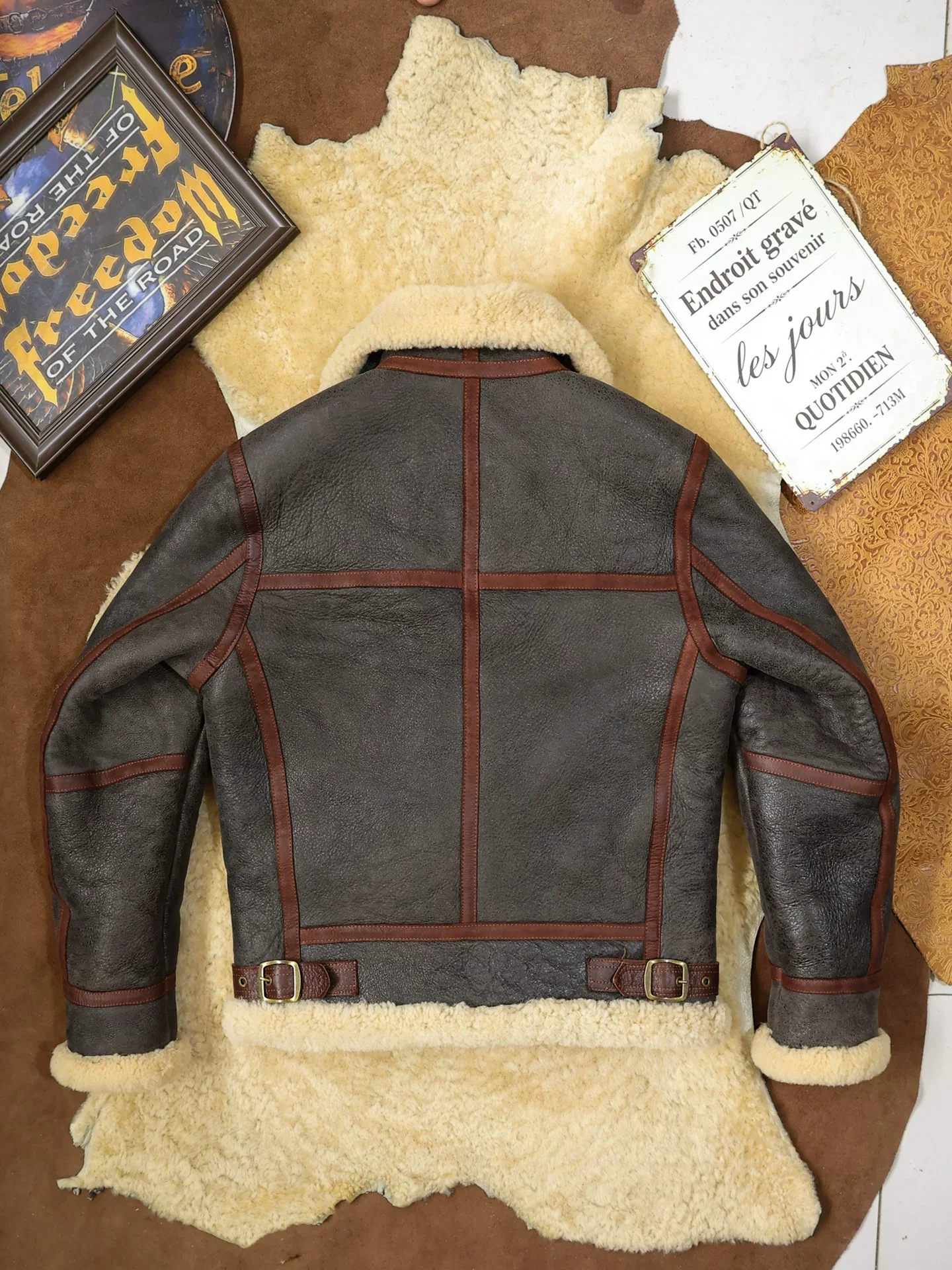 CC Shop Best.Vintage Nubuck Leather.2026 New Winter Thick Wool Leather Coat.100% Natural Fur Jacket.Real Sheepskin With Wool — image 3
