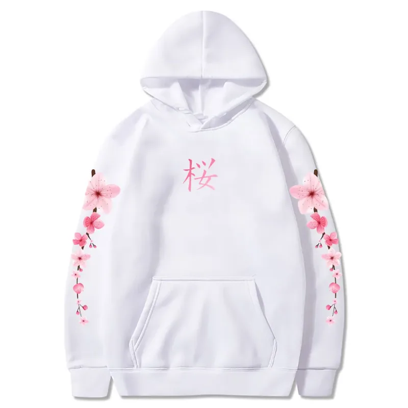 Japanese Blossom Sakura Graphic Hoodies Long Sleeve Winter Hooded Sweatshirts Casual Women/Men Comfortable Pullovers with Pocket — image 2