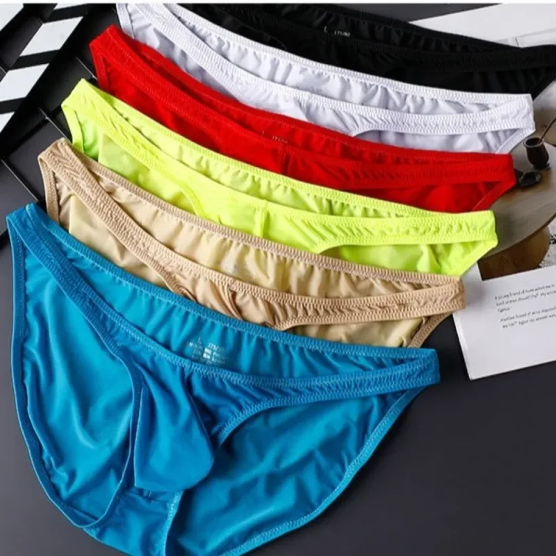 Quick-Dry Ultra-Thin Ice Silk Briefs Low Waist Seamless Men Underwear U-Pouch Lingerie Mesh Panties Travel — image 13